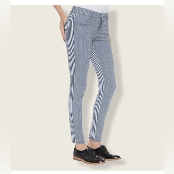 Stella McCartney Blue White Striped Straight Leg Jeans (J4) - Picture 1 of 6